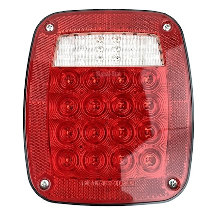Truck-Lite Signal-Stat, Led, Red/Clear Acrylic Lens, Rh, Combo Box Light, 3 Stud, Hardwired, Stripped End, 12V 5071